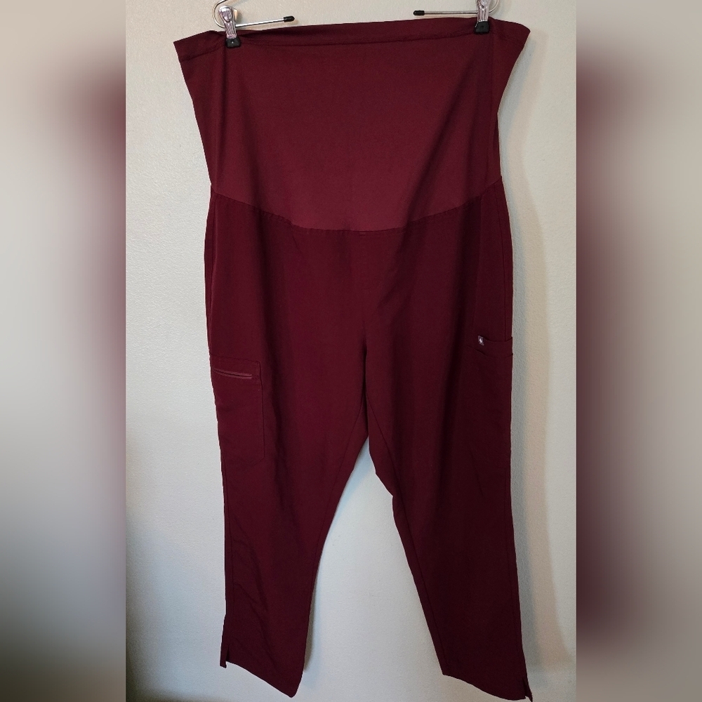 Figs | Burgundy Yola Maternity Scrub Pants Size XXL